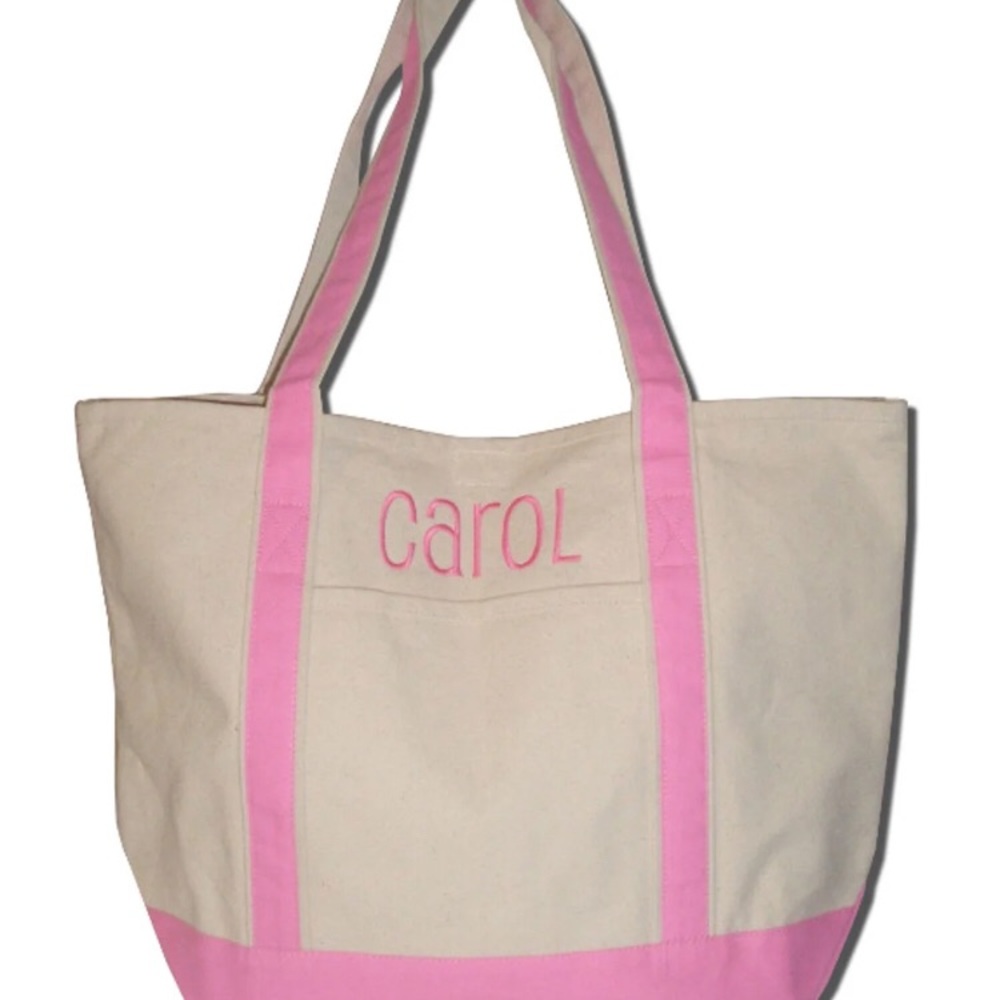 Personalized Heavy Canvas Bag Tote Pink